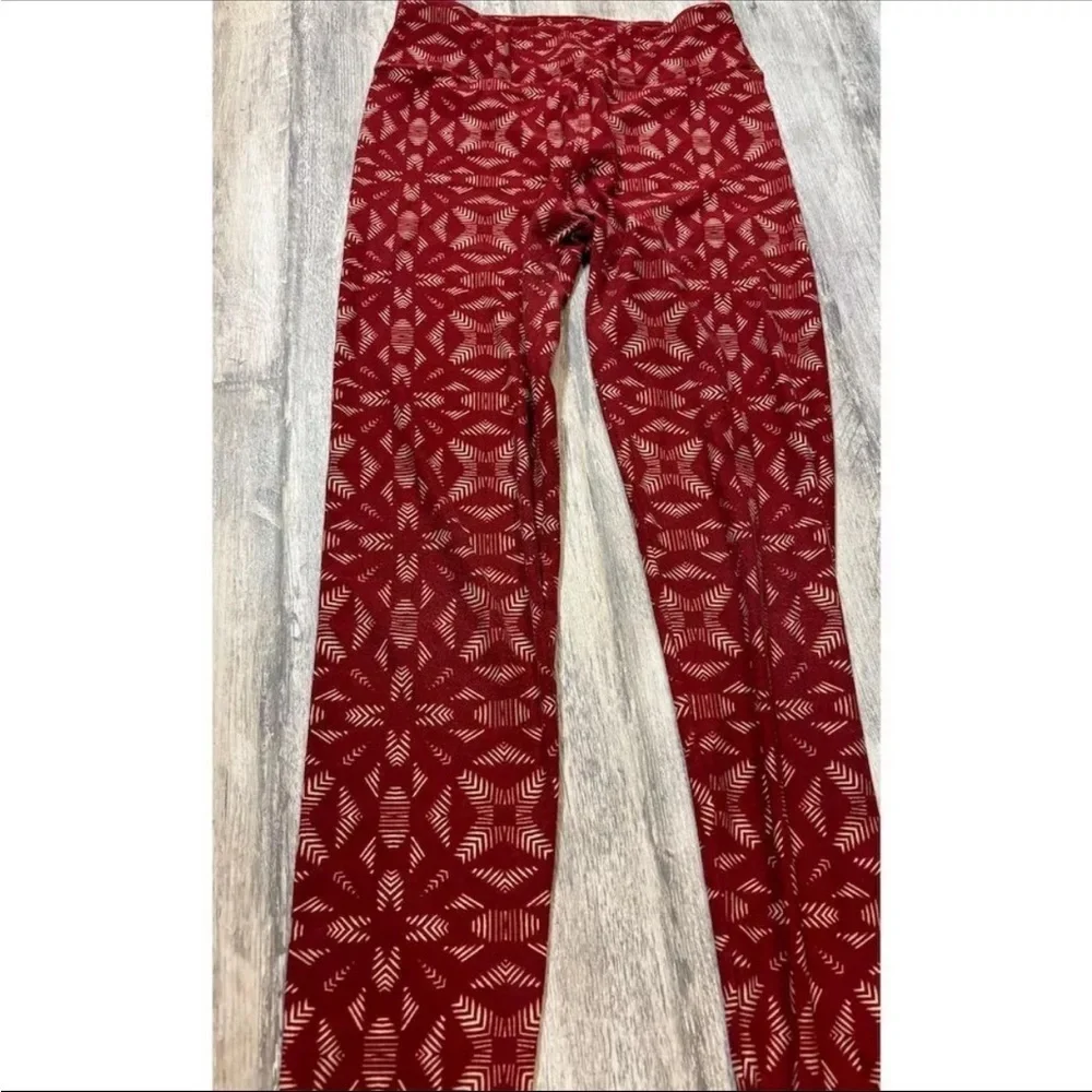 LuLaRoe Women's Red Leggings One Size Stretch Comfort Casual